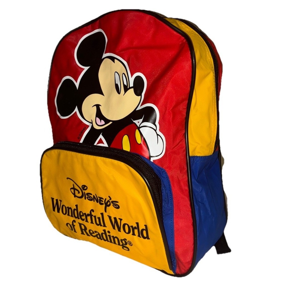 Vintage Mickey Mouse Backpack Mini Book Bag Disneys Wonderful World Of Reading